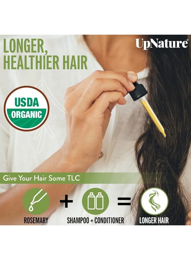 upnature USDA Certified Organic Rosemary Essential Oil 2oz – 100% Pure Rosemary Oil for Hair Growth & Skin, Improve Focus and Memory, Relieves Pain & Improves Circulation- Therapeutic Grade Aromatherapy Oil - Image 5